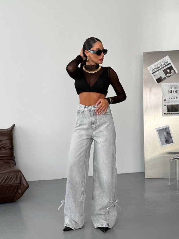 Spodnie Jullo jeans szare