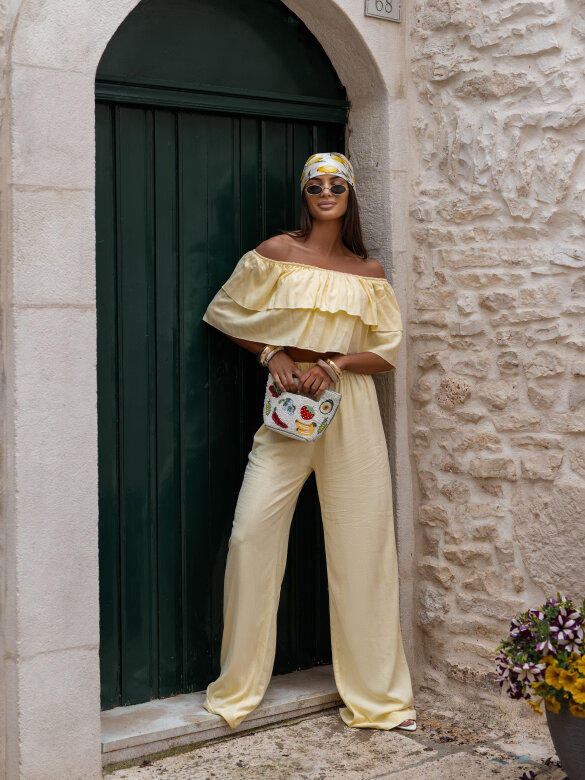 Komplet 2w1 Auren len i wiskoza butter yellow 