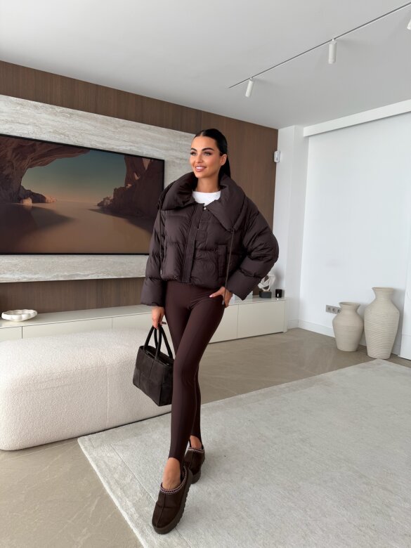 Kurtka Lavena short czekoladowa