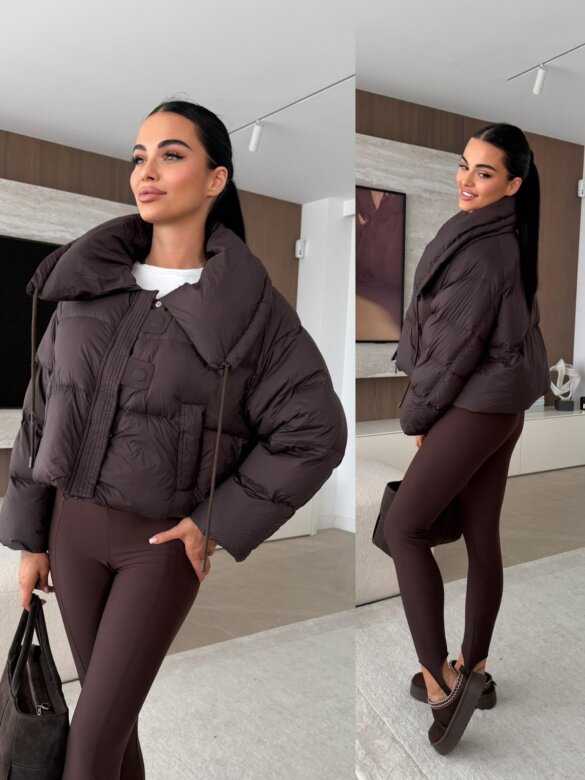 Kurtka Lavena short czekoladowa