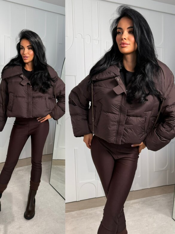 Kurtka Lavena short czekoladowa