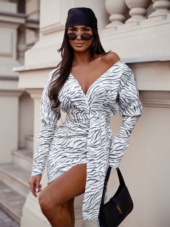 Sukienka Luisella jeans biało-szara