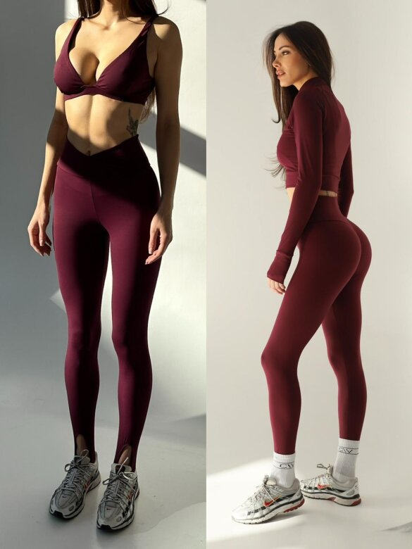 Legginsy Clairo bordowe 