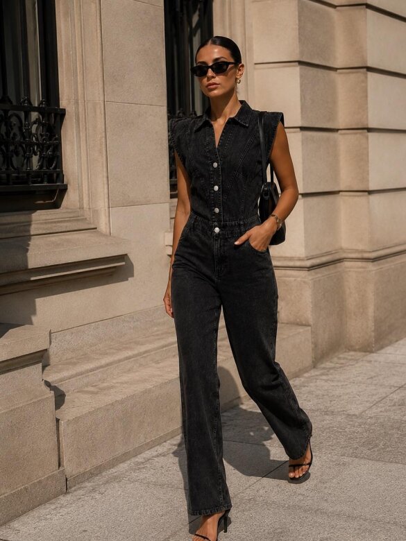 Kombinezon Rovian jeans czarny