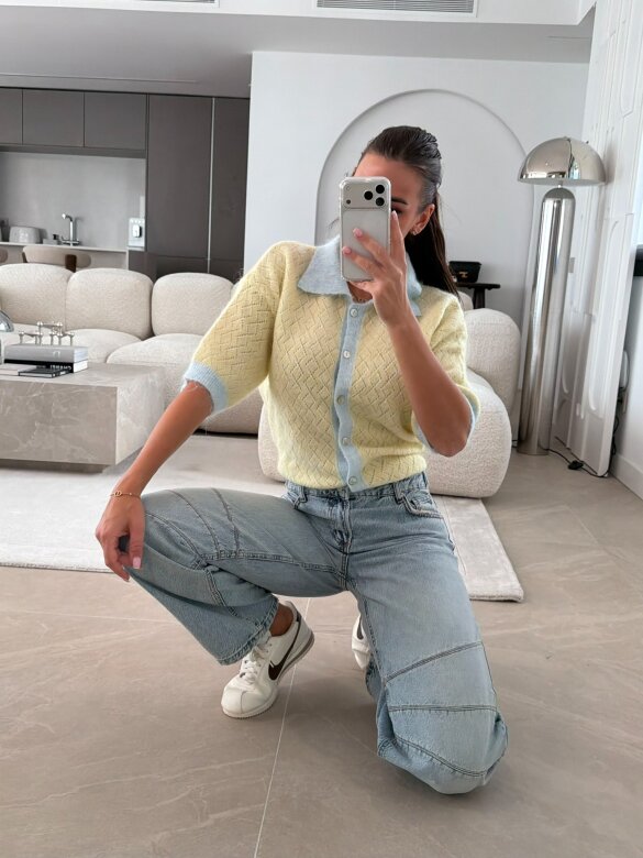 Sweter Alani żółto-niebieski 