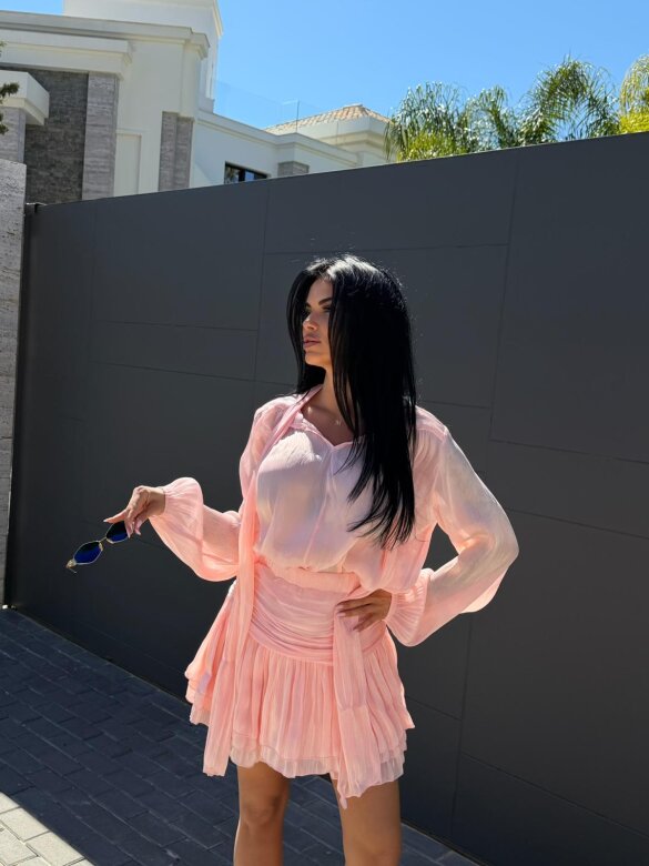 Komplet 2w1 Amarylis błyszczący różowy