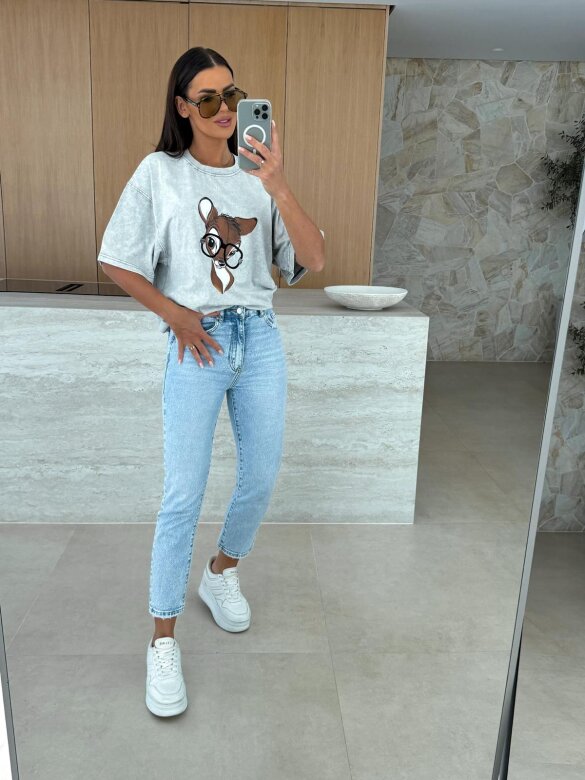 T-shirt Bambi dekatyzowany szary 
