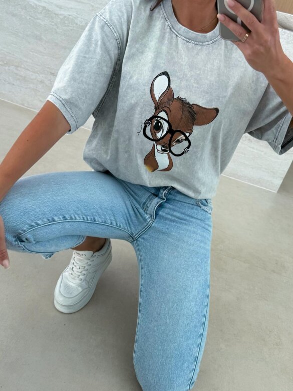 T-shirt Bambi dekatyzowany szary 