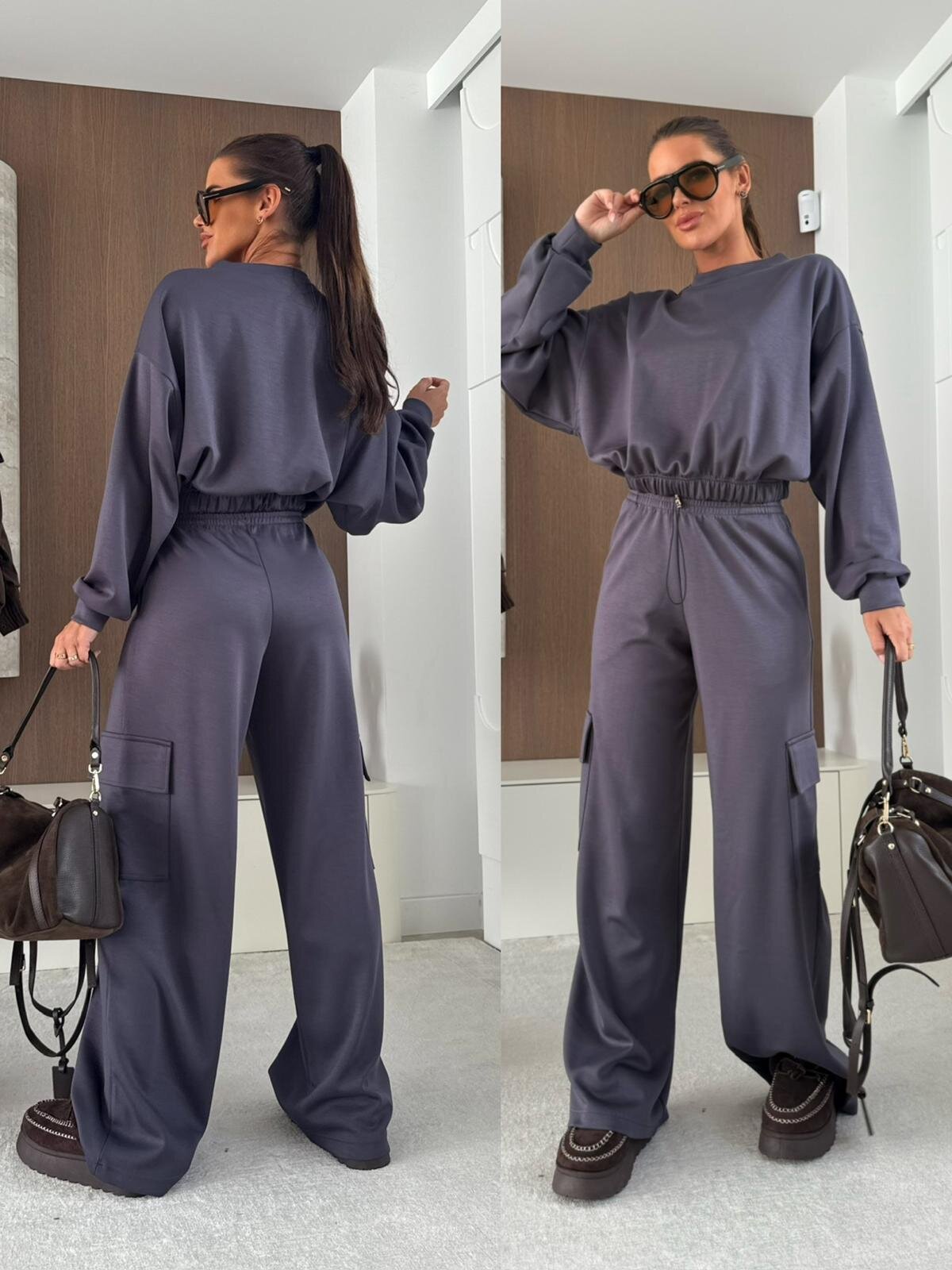 Komplet 2w1 Belli grafitowy 