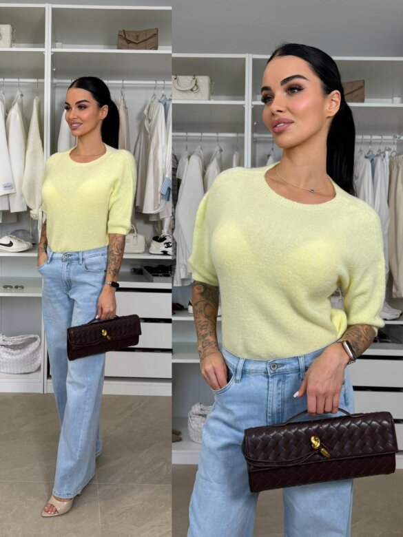 Sweter Essenze 27% baby alpaka cytrynowy 