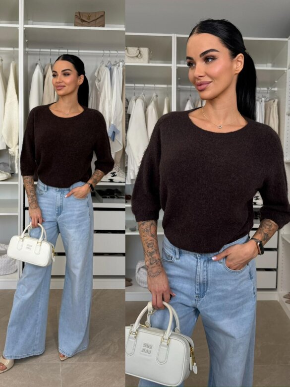 Sweter Essenze 27% baby alpaka czekoladowy 