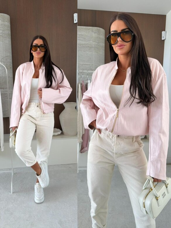 Kurtka Vistara eko skóra pudrowa