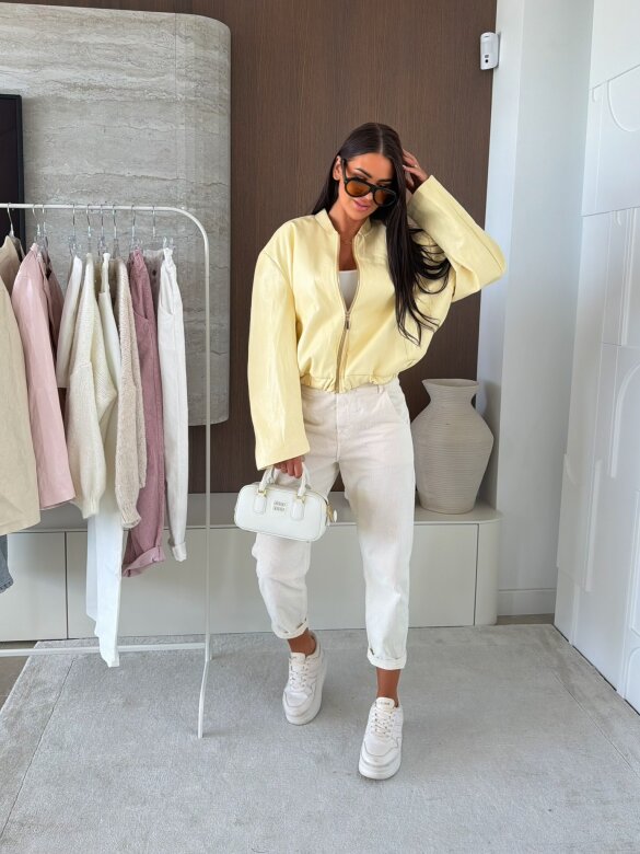 Kurtka Vistara eko skóra cytrynowa 