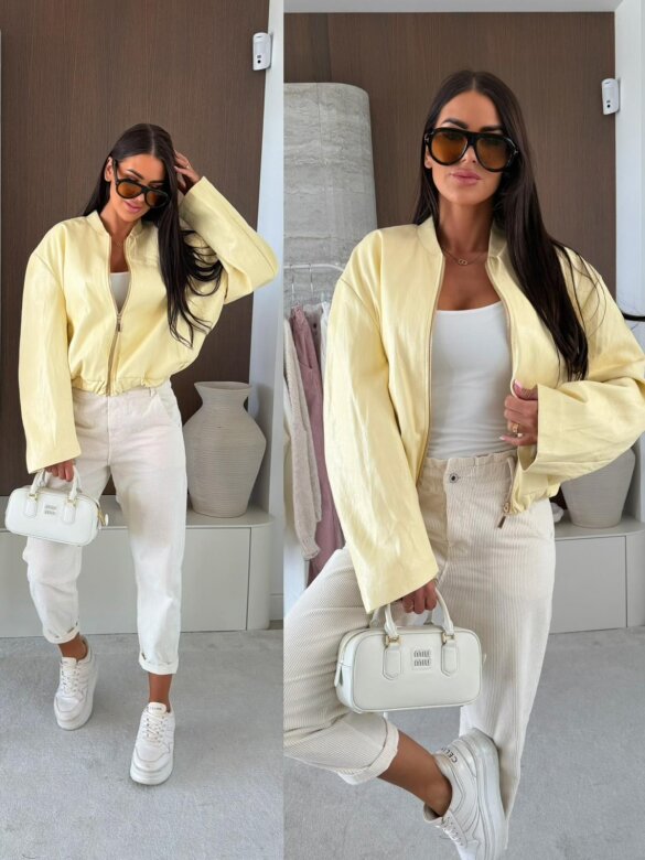 Kurtka Vistara eko skóra cytrynowa 