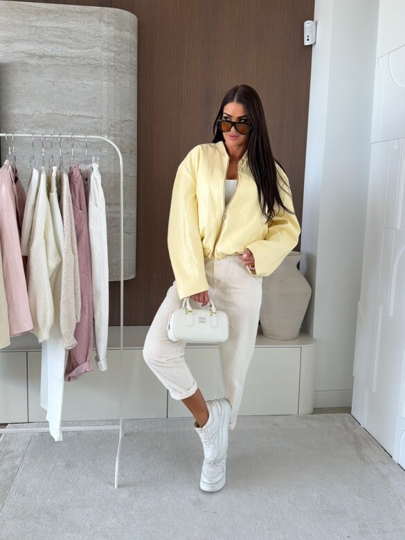 Kurtka Vistara eko skóra cytrynowa 