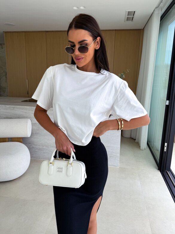 T-shirt Crop Top śmietankowy 