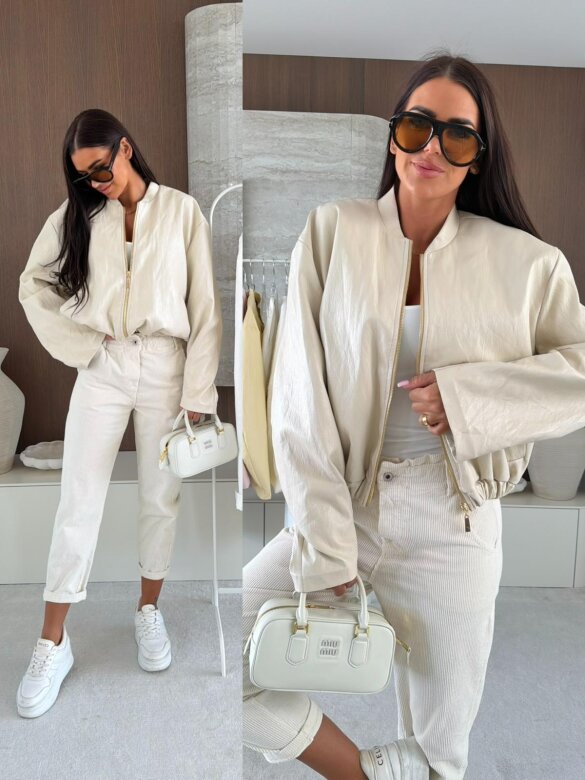 Kurtka Vistara eko skóra beżowa 