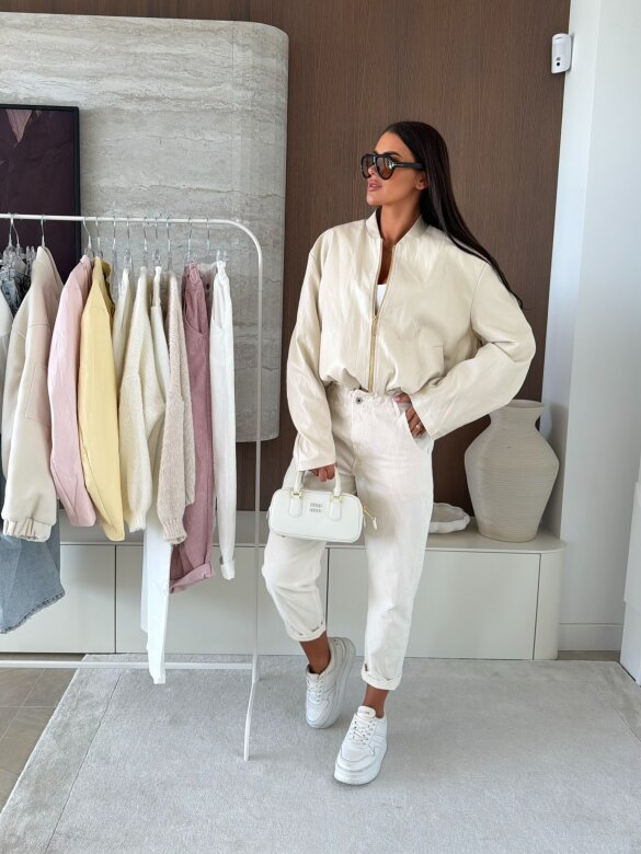 Kurtka Vistara eko skóra beżowa 