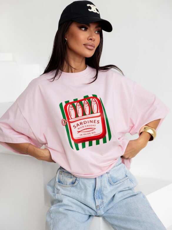 T-shirt Sandii pudrowy