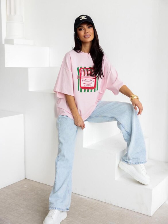 T-shirt Sandii pudrowy