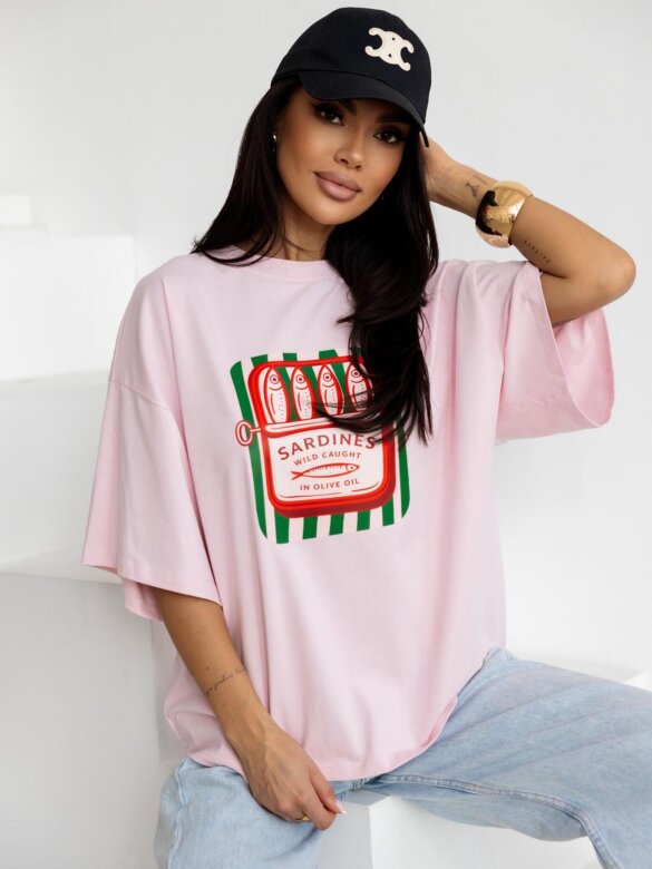 T-shirt Sandii pudrowy