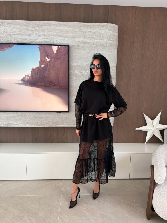 Sukienka Livorno bawełniana z koronką czarna