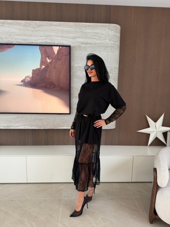 Sukienka Livorno bawełniana z koronką czarna