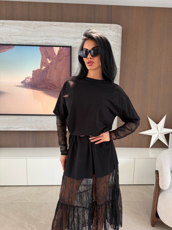 Sukienka Livorno bawełniana z koronką czarna