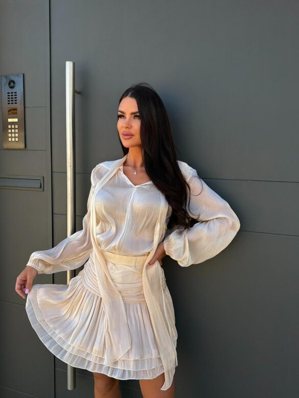 Komplet 2w1 Amarylis błyszczący beżowy 