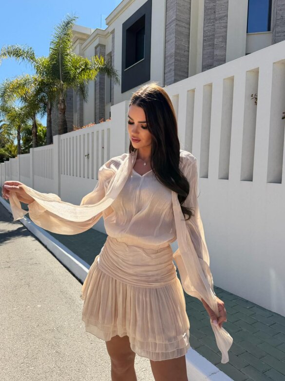 Komplet 2w1 Amarylis błyszczący beżowy 