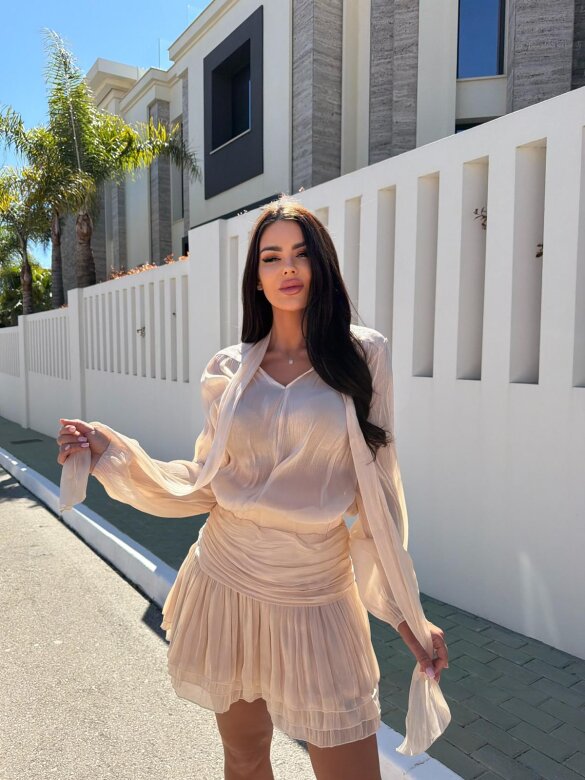 Komplet 2w1 Amarylis błyszczący beżowy 