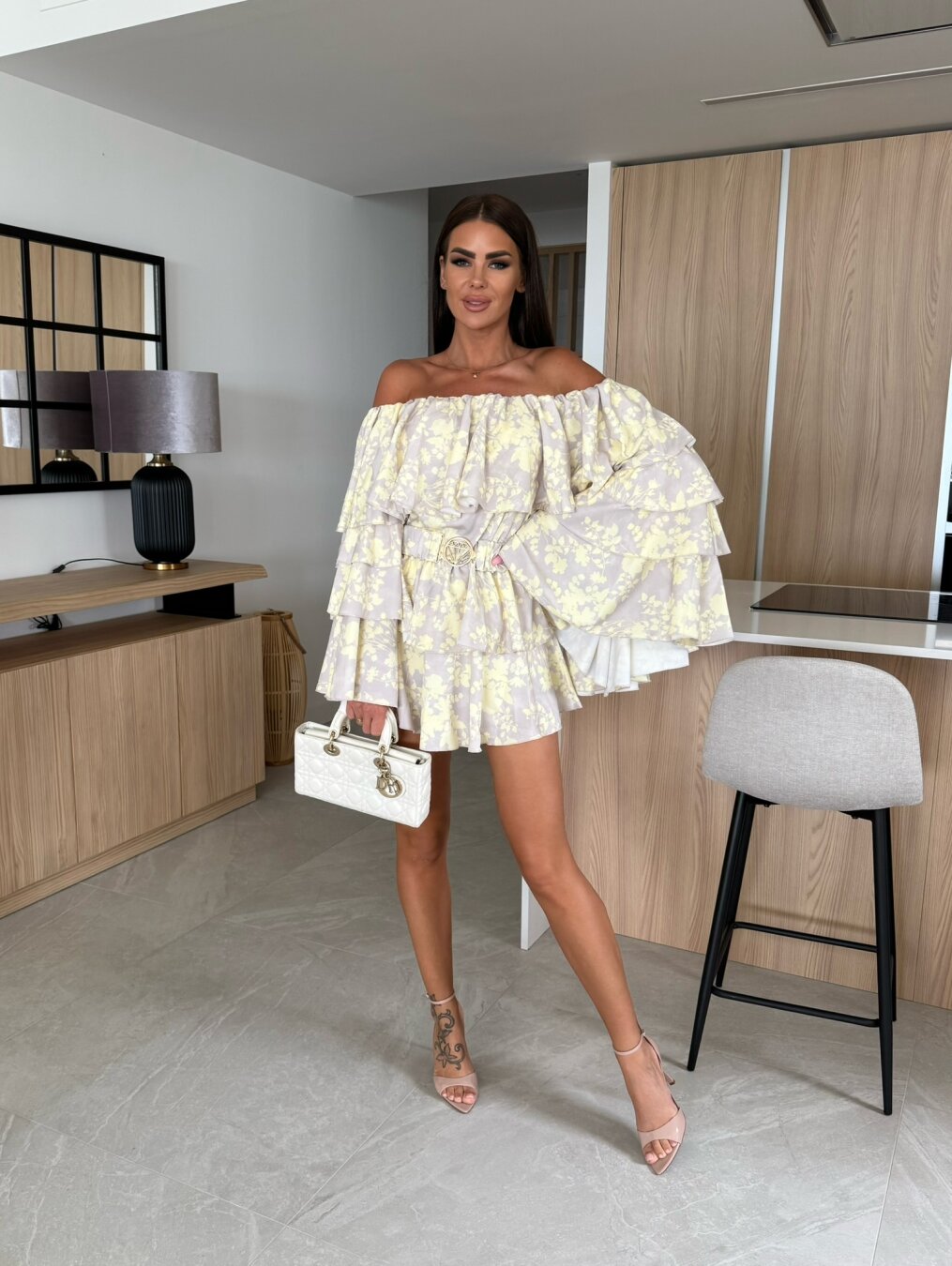 Beige Jumpsuit Chic Women Sleeveless Cowl-Neck Jumpsuit