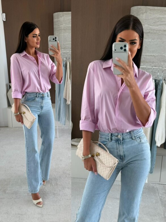 Koszula Finessa long pudrowa 