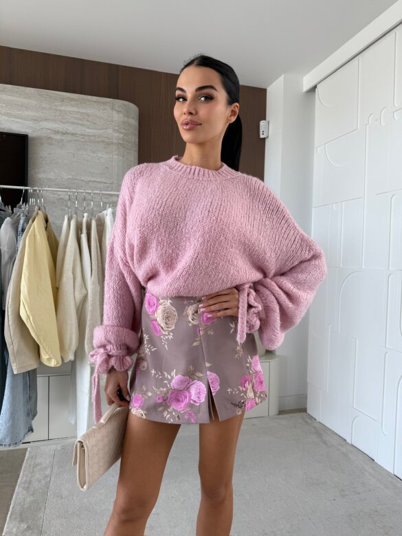 Sweter Soft Touch II z domieszką wełny pudrowy 