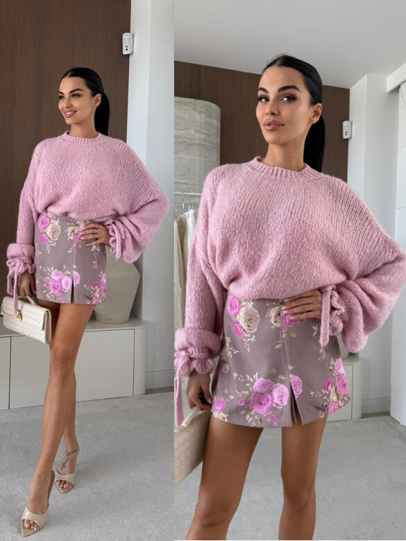 Sweter Soft Touch II z domieszką wełny pudrowy 