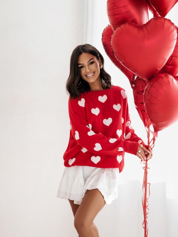 Sweter Valentine's Day czerwono-biały