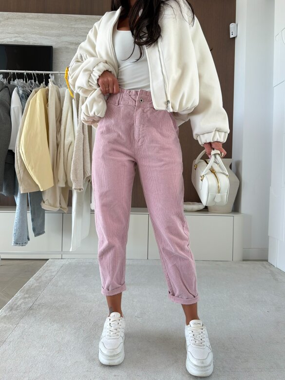 Spodnie Luvie sztruksowe pudrowe