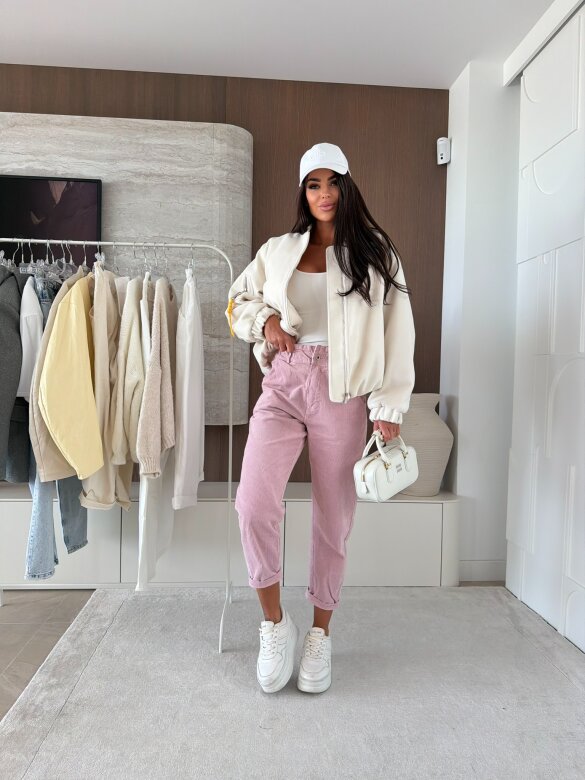 Spodnie Luvie sztruksowe pudrowe