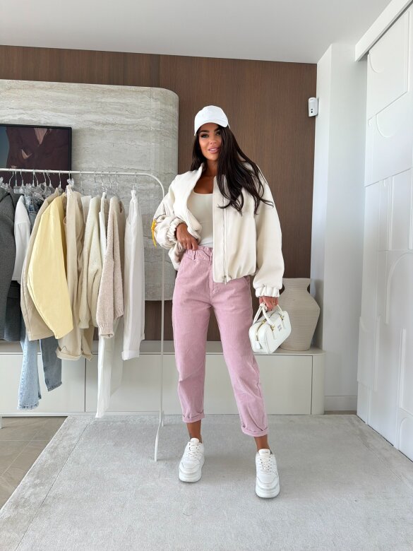 Spodnie Luvie sztruksowe pudrowe