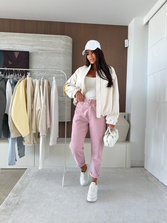 Spodnie Luvie sztruksowe pudrowe