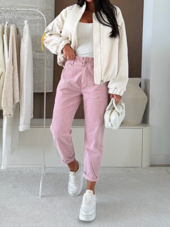 Spodnie Luvie sztruksowe pudrowe