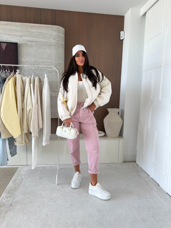 Spodnie Luvie sztruksowe pudrowe