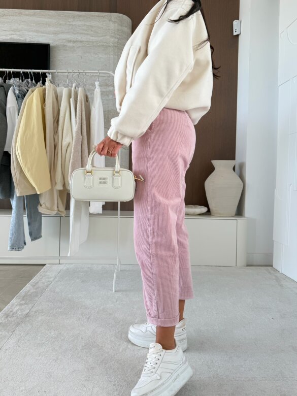 Spodnie Luvie sztruksowe pudrowe