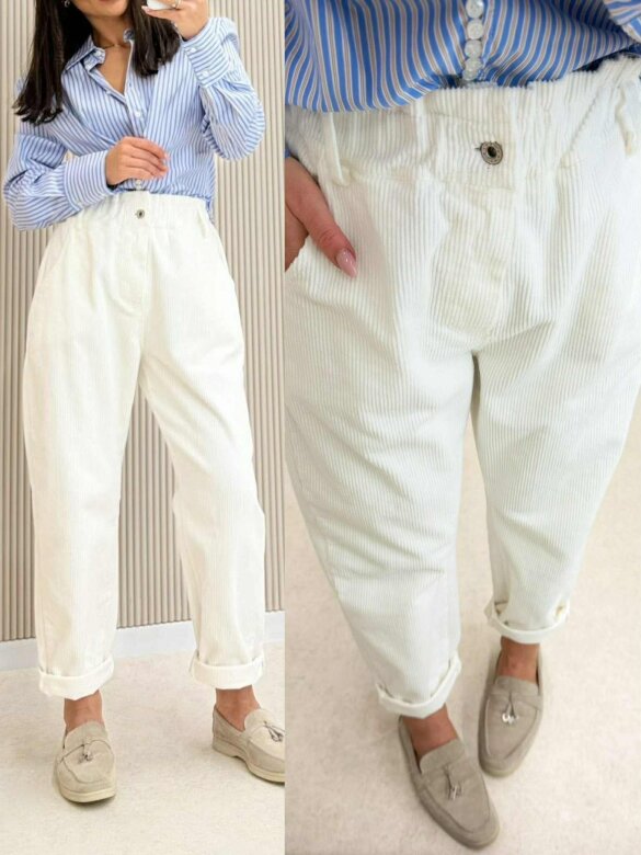 Spodnie Luvie sztruksowe białe 