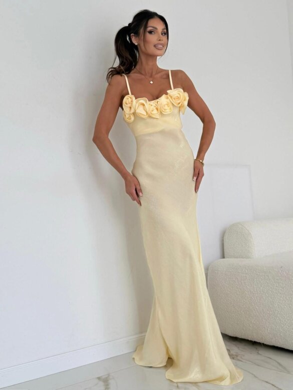 Sukienka Colbii maxi butter yellow