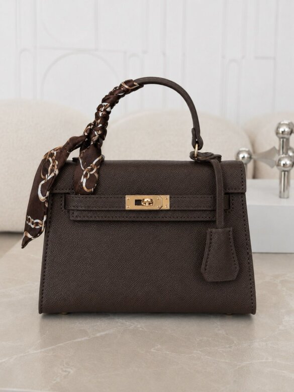 Nerina mini handbag with scarf chocolate