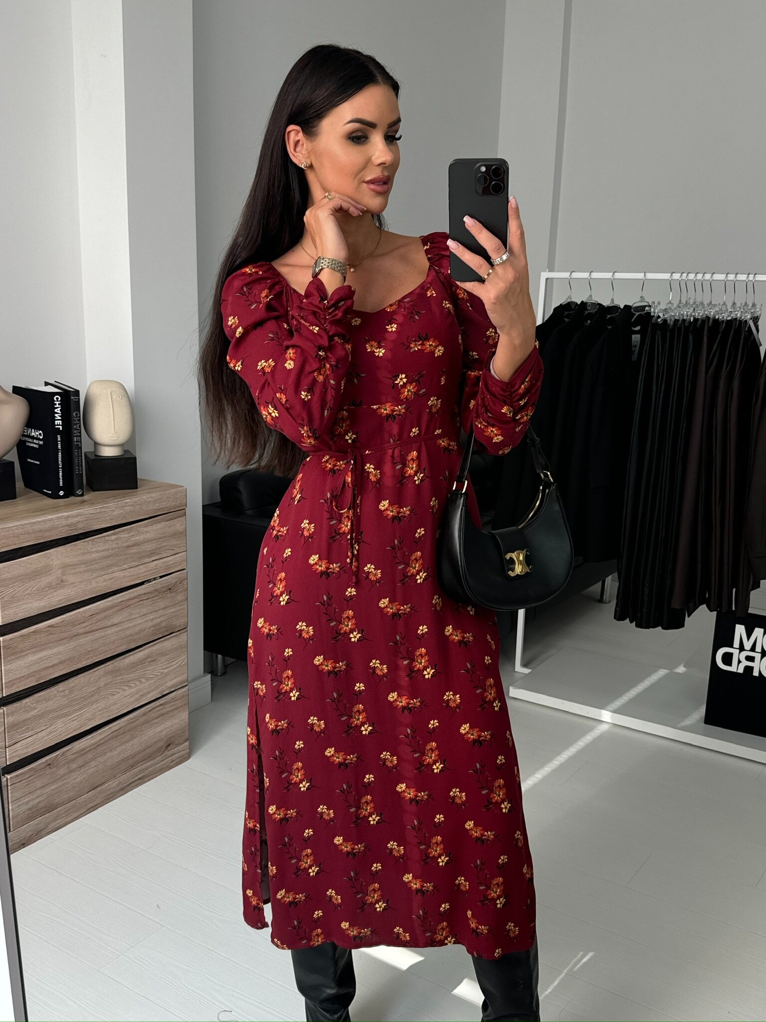 Sukienka Viviana midi w print czerwona