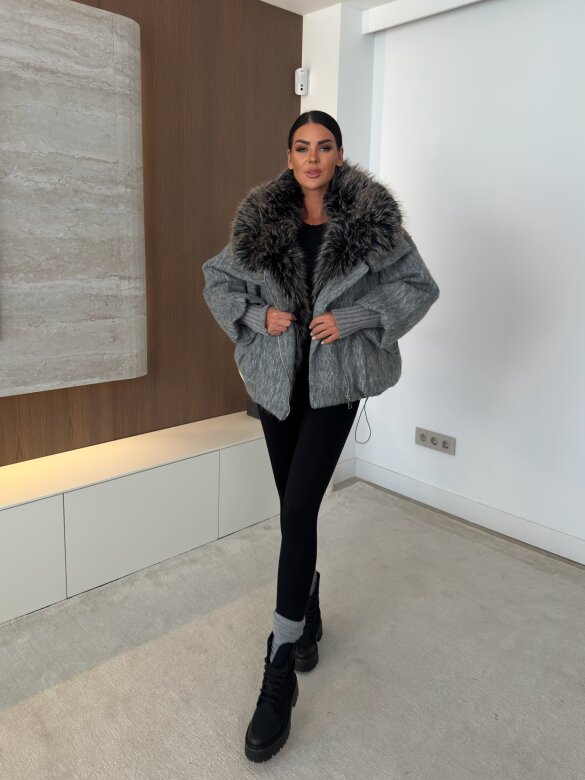 Jacket Marco with wool grey