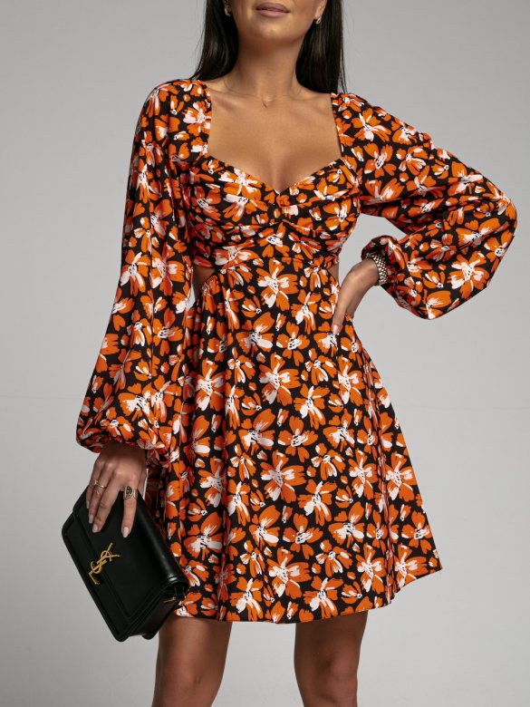 Sukienka Samantha czarno-pomarańczowa