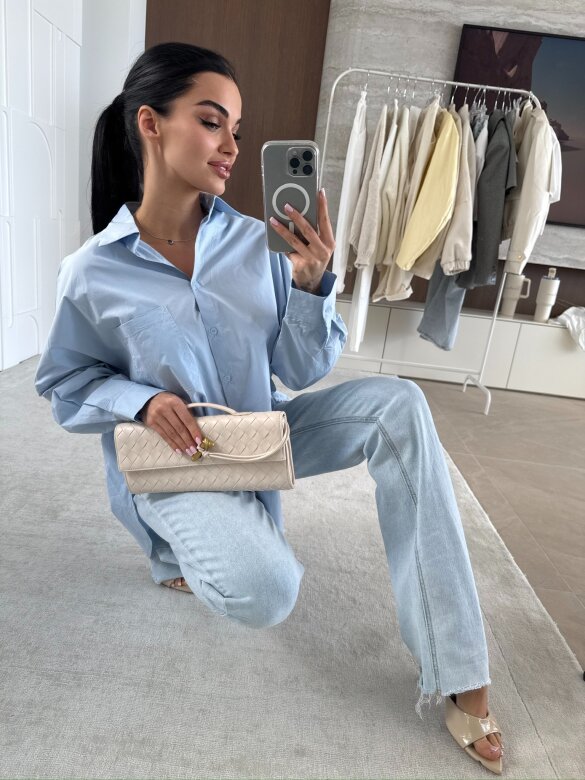 Koszula Narella bawełniana błękitna